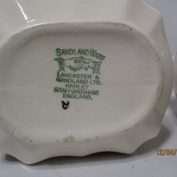 Vintage Staffordshire England Sandland Ware Sugar & Creamer Set MCM Mid-Century - Picture 9 of 12